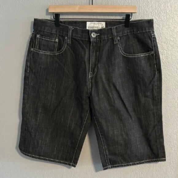 ECKO UNLTD 759 Relaxed Fit Black Denim Jean Shorts Y2K Baggy Hip Hop Skater 38 - Picture 1 of 6
